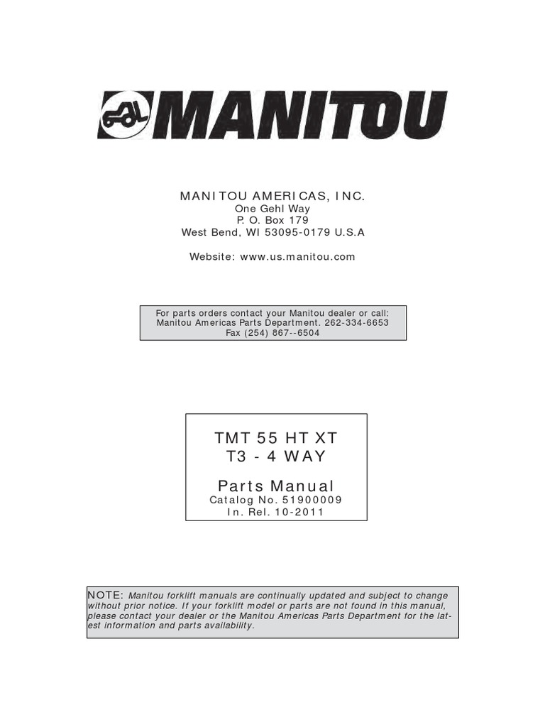 Manitou TMT 55 HT XT Parts Manual | PDF | Engines | Axle