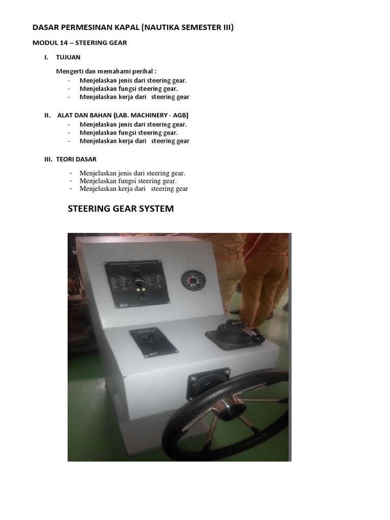 Steering Gear System Dasar Permesinan Kapal (Nautika Semester Iii