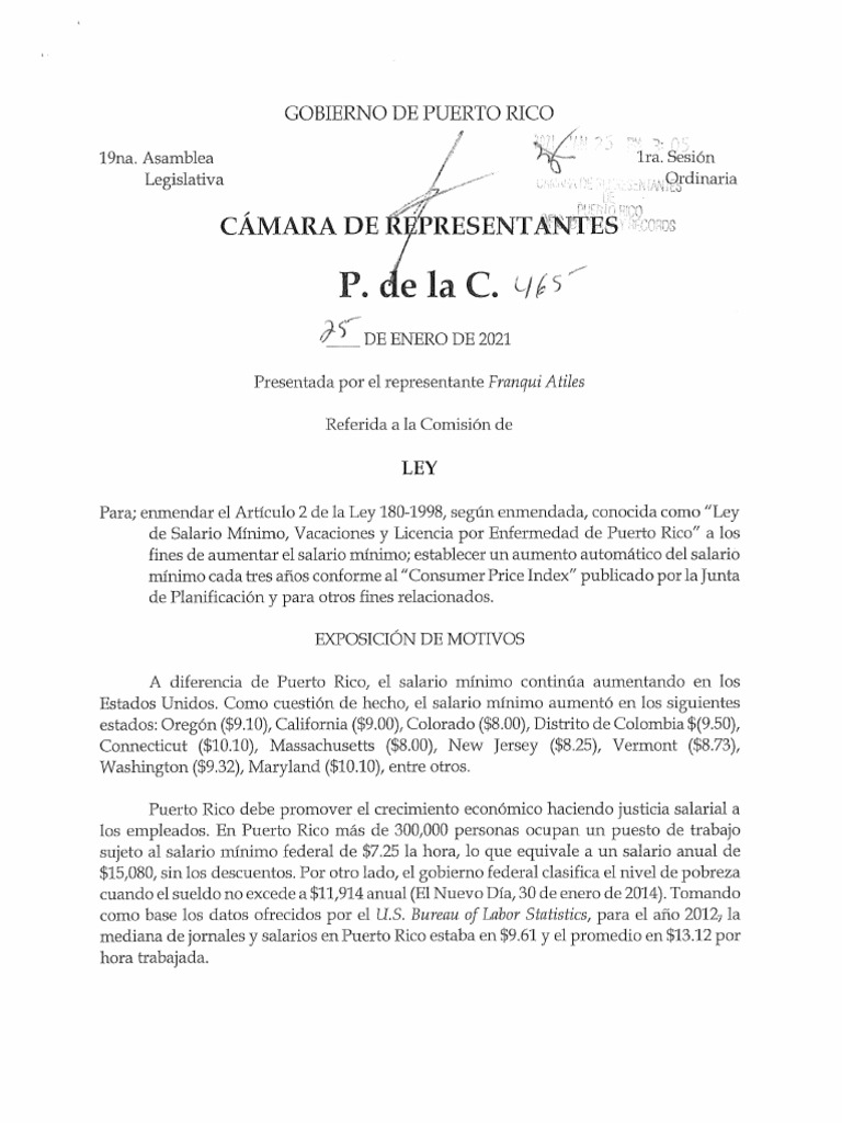 Proyecto para Aumentar El Salario Mínimo | PDF