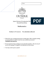 Oundle School 10 Plus Maths Entrance Exam Paper 2013