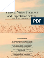 Personal Vision Statement and Expectation Setting