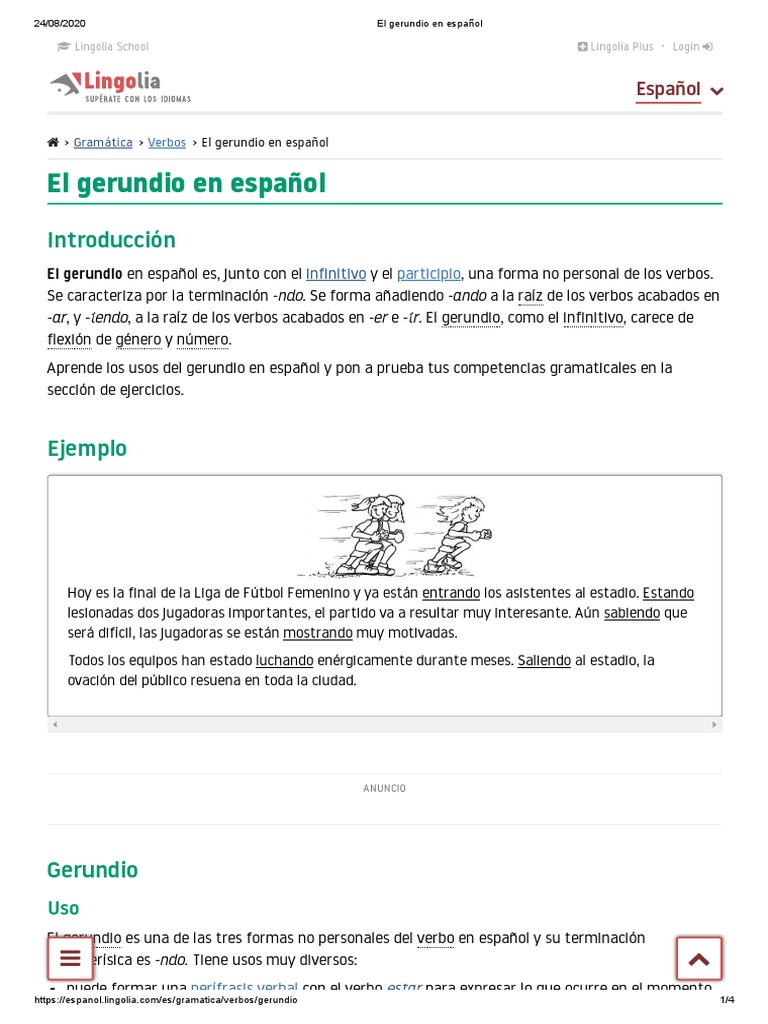 El Gerundio en Español | PDF | Verbo | Morfología Lingüística
