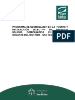 Programa de Segregación en La Fuente y Recolección Selectiva de Residuos Sólidos Domiciliarios en Viviendas Urbanas-san Isidro