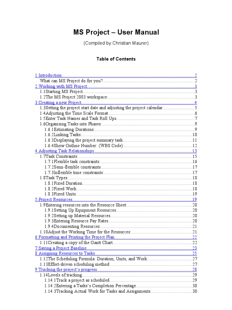 MS Project Manual PDF