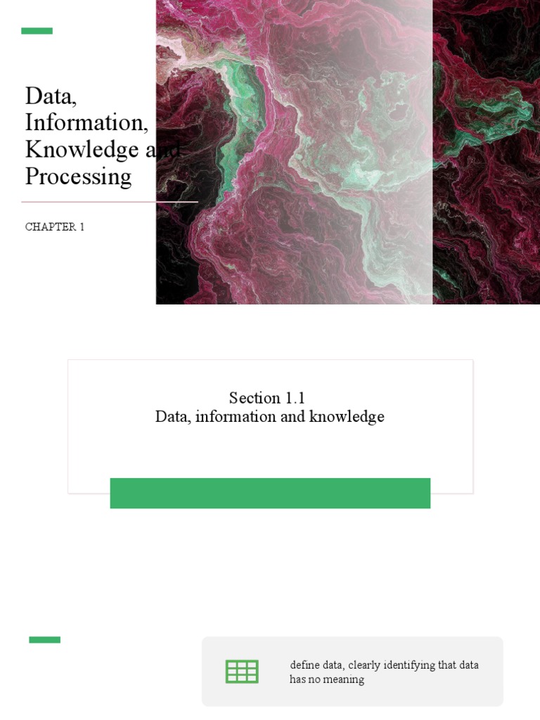 1.1 Data, Information and Knowledge A Level IT | PDF | Data | Information