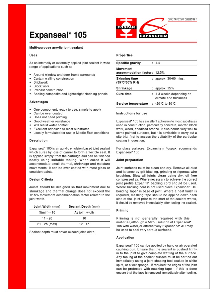A Comprehensive Guide to Expanseal 105 MultiPurpose Acrylic Joint