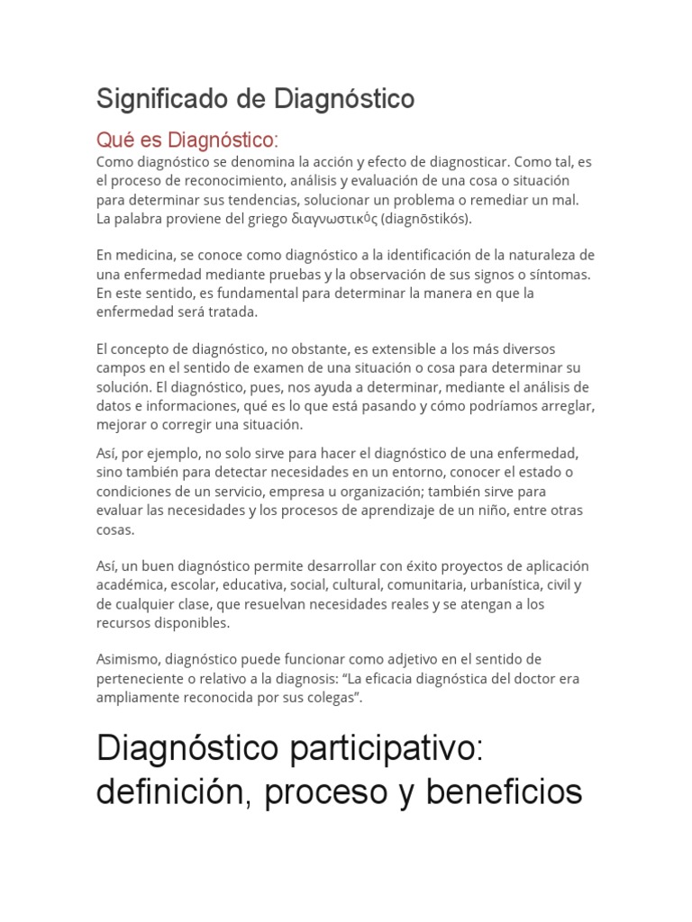 Significado de Diagnóstico | PDF