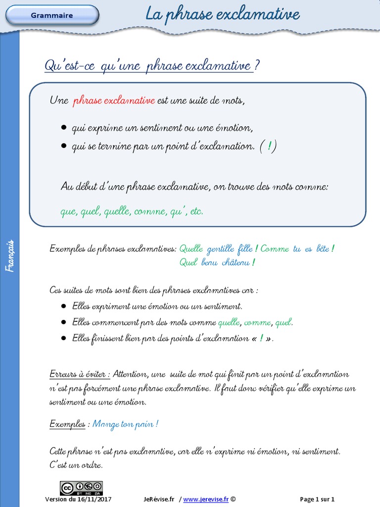 C est Quoi Une Phrase Exclamative