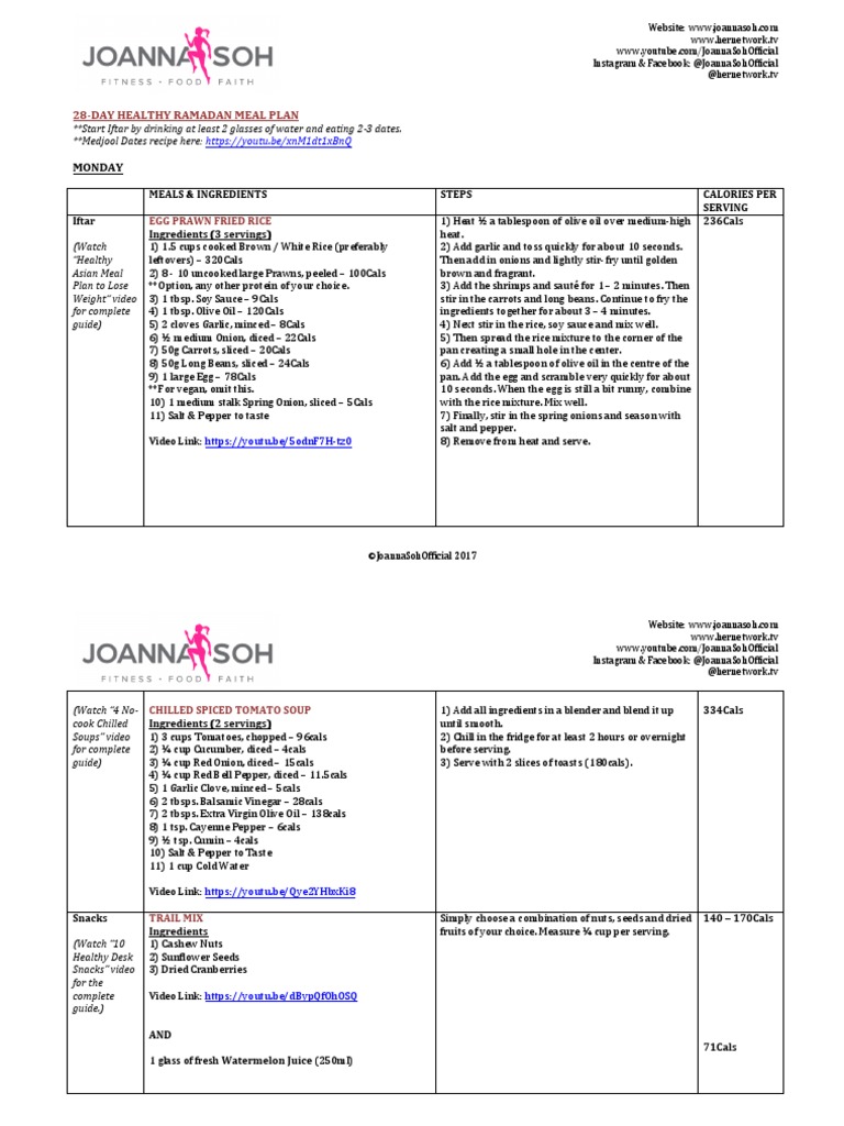 Healthy Ramadan Meal Plan Pdf