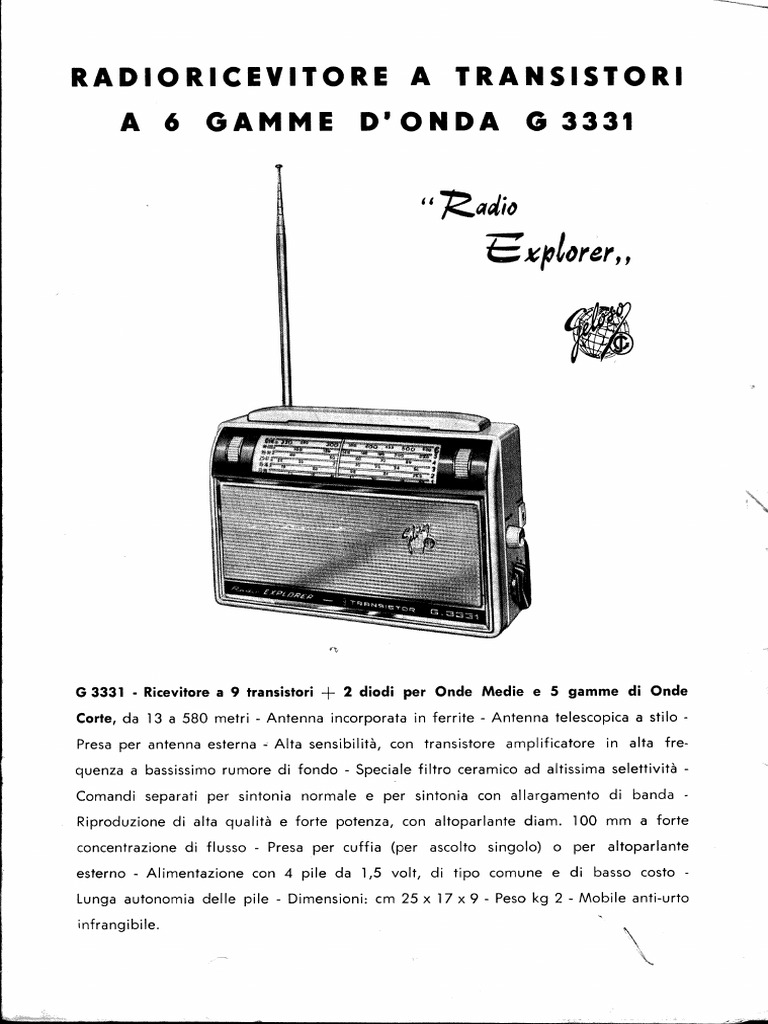 American Geloso G 3331 Radio Explorer Transistor Receiver Manual