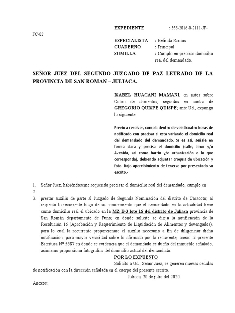 Modelo de Escrito Señalando Domicilio Real | PDF | Justicia | Crimen y  violencia