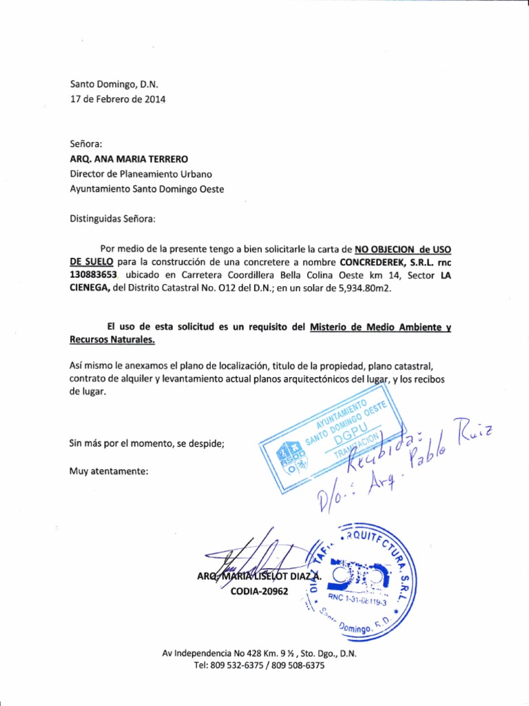 Carta de No Objeción PDF