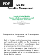 MS-492 Operation Management: Supply Chain Models Transportation, Assignment, and Transshipment Problems