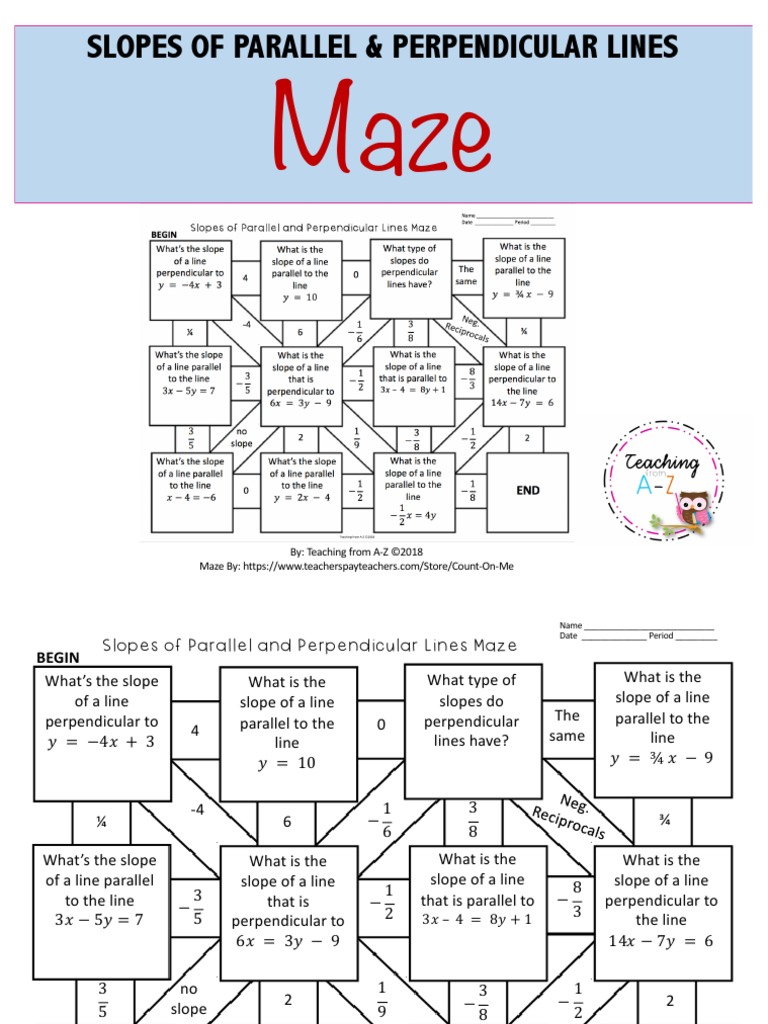 Parallel And Perpendicular Lines Maze Answer Key