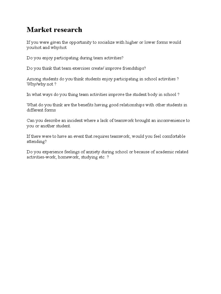 Market Research Questions PDF