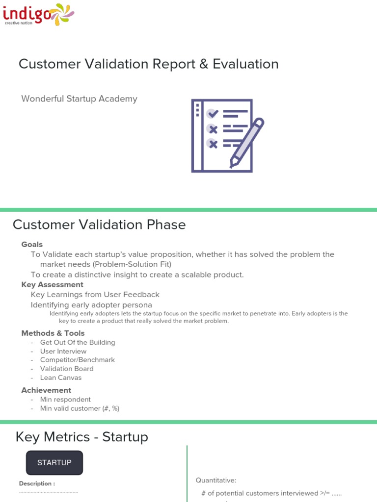 Customer Validation Insights Report | PDF | Startup Company | Small ...