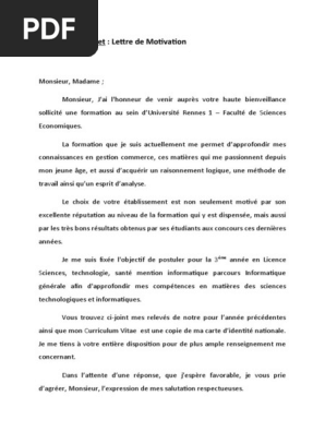 Lettre De Motivation Campus France Pdf