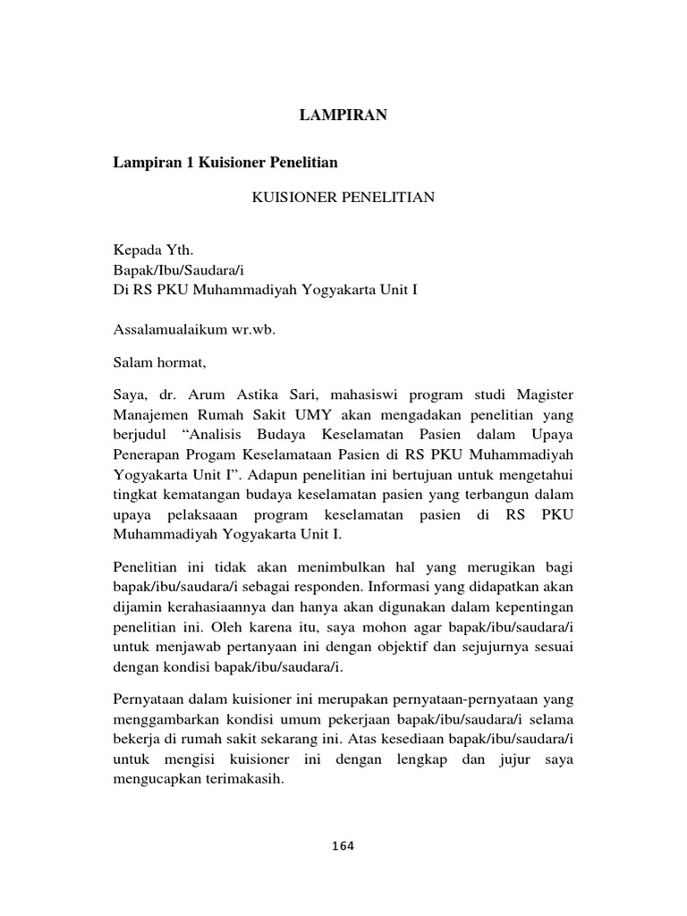 Kuesioner Budaya Keselamatan Pasien | PDF | Pengembangan Diri ...