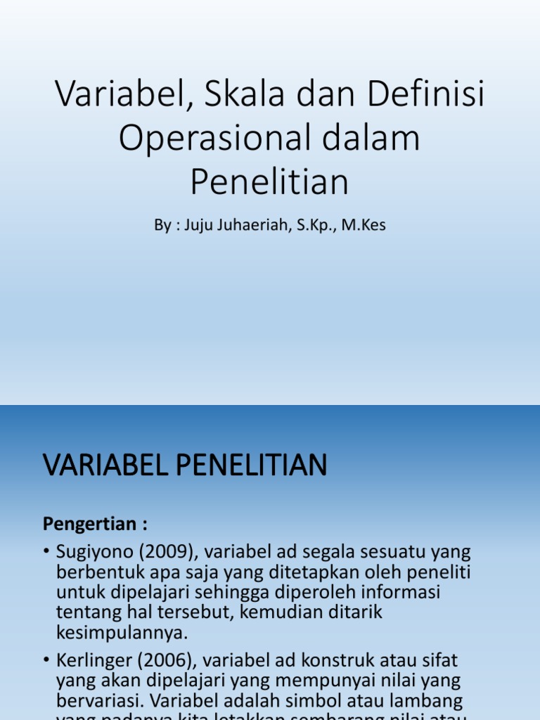 Variabel dan Skala dalam Penelitian | PDF | Pengembangan Diri | Sains ...