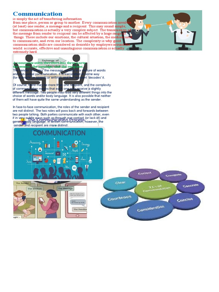 Communication: A Communication Therefore Has Three Parts: The Sender ...