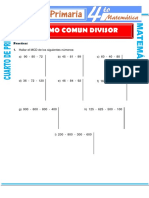 Ejercicios de Maximo Comun Divisor para Cuarto de Primaria