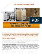 Roman Calendars And Its Sanskrit Roots