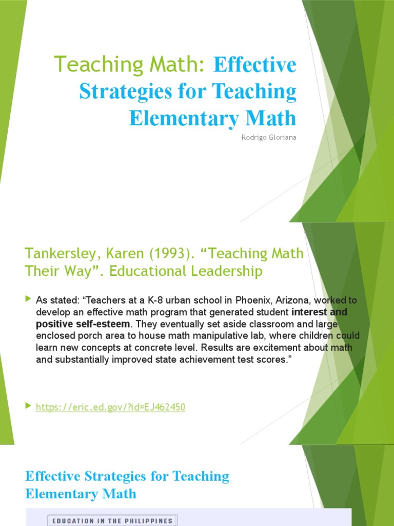 Effective Strategies For Teaching Elementary Math Pdf Mindset