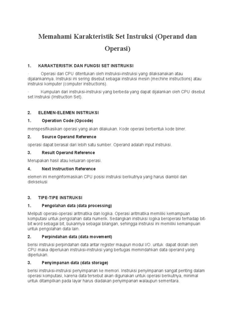 Karakteristik dan Fungsi Set Instruksi | PDF
