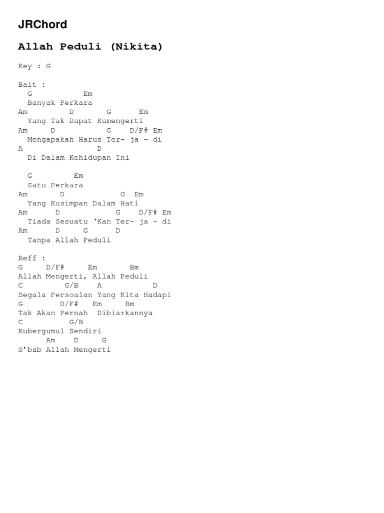 Allah peduli nikita chord pdf
