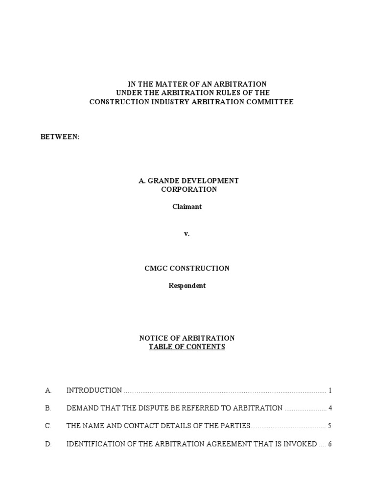 Arbitration Complaint PDF Arbitration Arbitral Tribunal