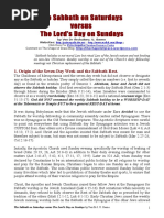 The Sabbath on Saturday vs The Lord's Day on Sunday