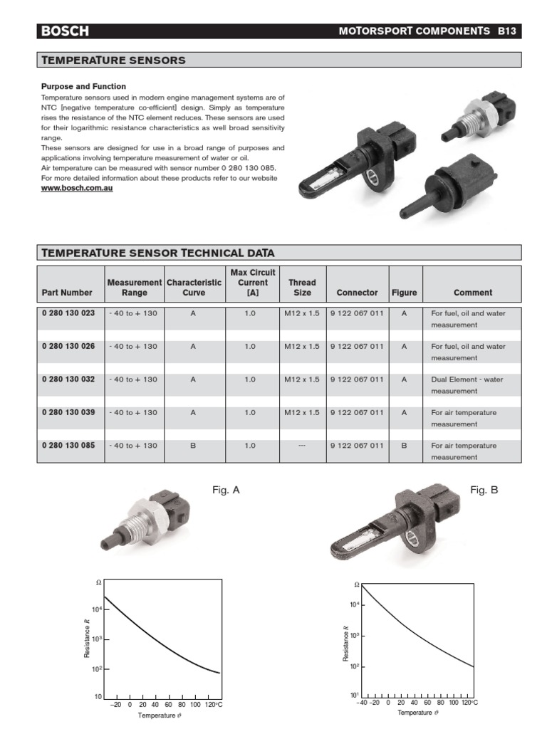 Bosch NTC Temperature Sensors Overview | PDF | Resistor | Electrical ...