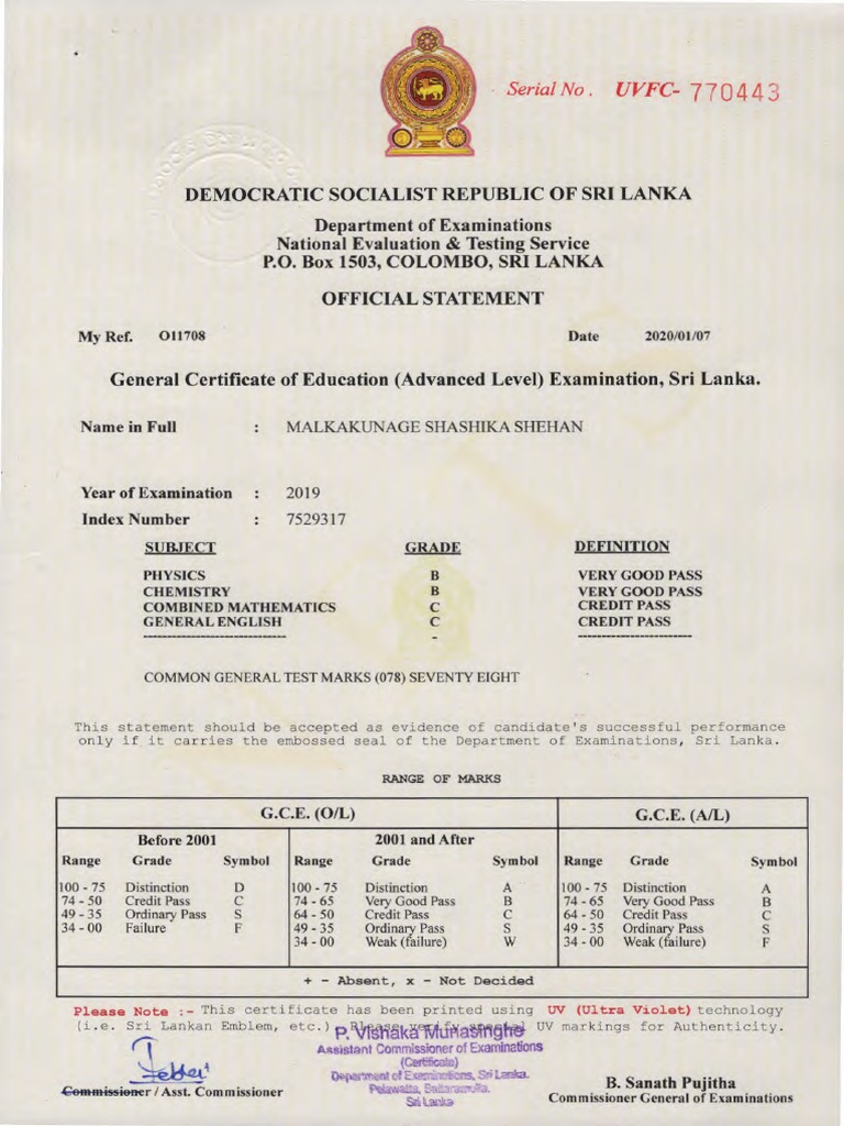 Secondary School Certificate Pdf