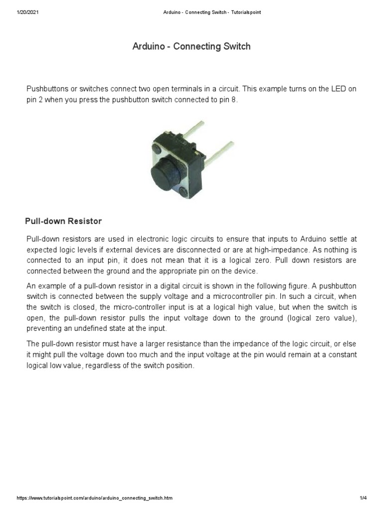 Arduino - Connecting Switch | PDF | Arduino | Switch