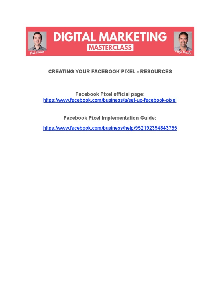 153 Digital Marketing Masterclass Creating A Facebook Pixel | PDF