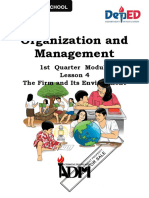 Organization and Management: 1st Quarter Module Lesson 4 The Firm and Its Environment
