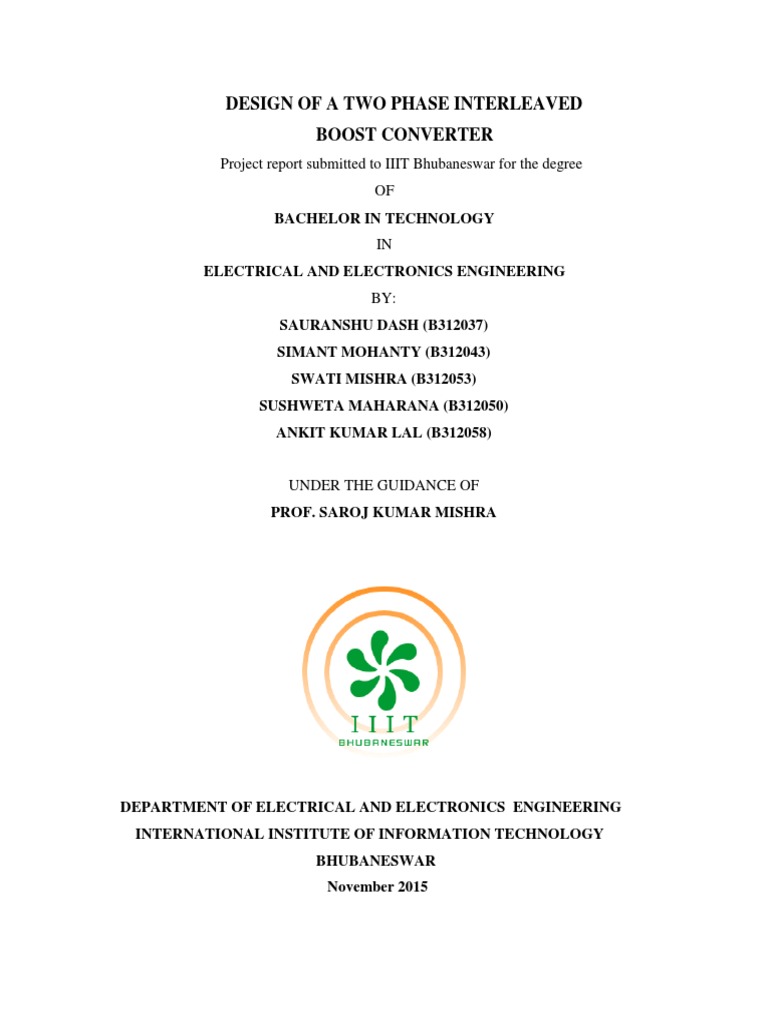 Design of A Two Phase Interleaved Boost Converter: Project Report ...