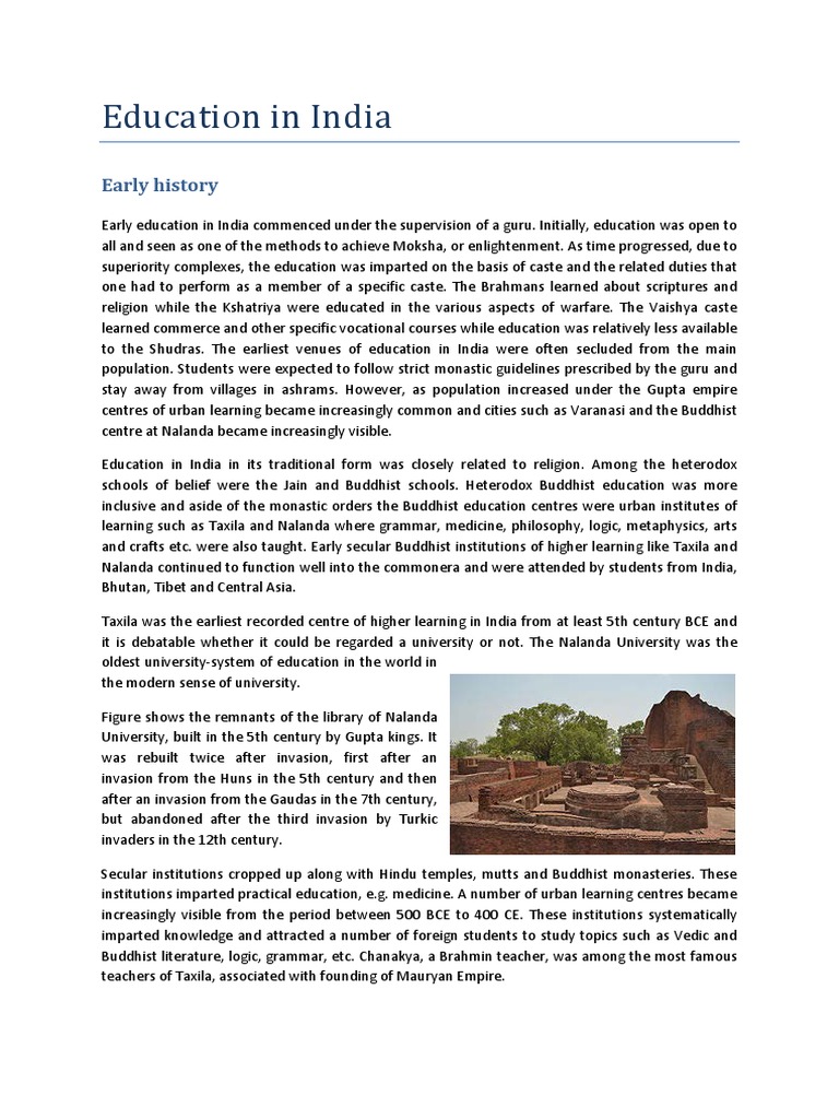 History of Education in India | PDF | Religious Education | Sikhism