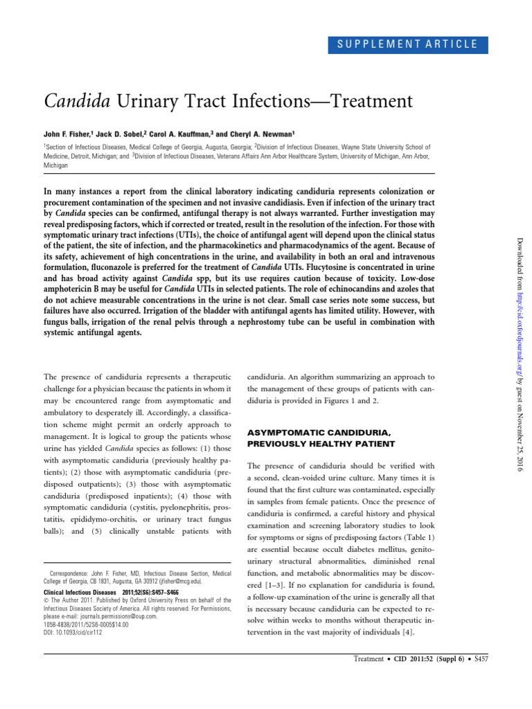 Candida Urinary Tract InfectionsTreatment PDF Candidiasis