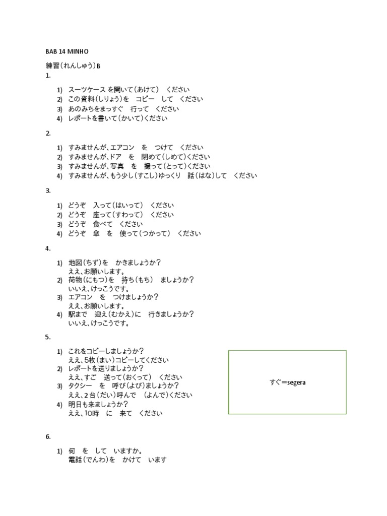 Jawaban Minna No Nihonggo Bab 14 Pdf