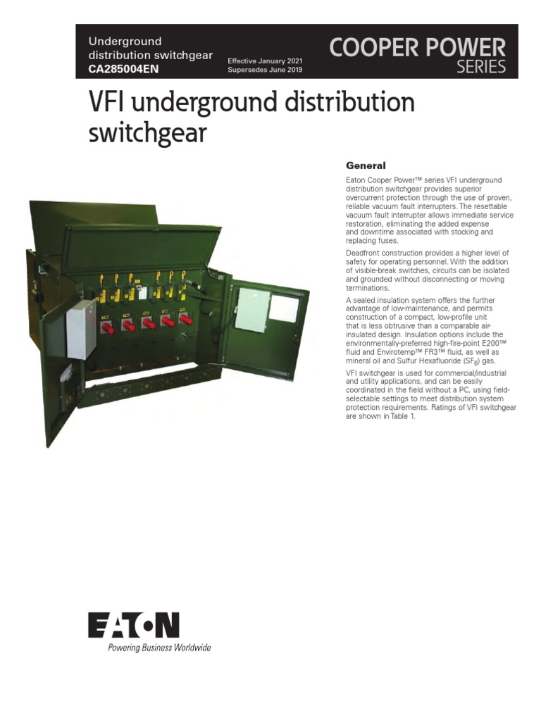 Vfi Vacuum Fault Interrupter Switchgear Catalog Ca285004en PDF