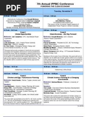 Panel Schedule 091031