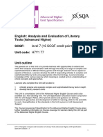 English: Analysis and Evaluation of Literary Texts (Advanced Higher) SCQF: Unit Code: H7Y1 77