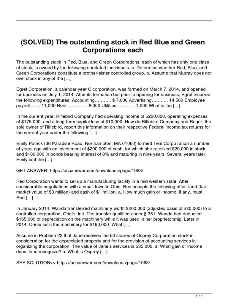 Corporate Stock Ownership Analysis | PDF | Income Tax In The United ...