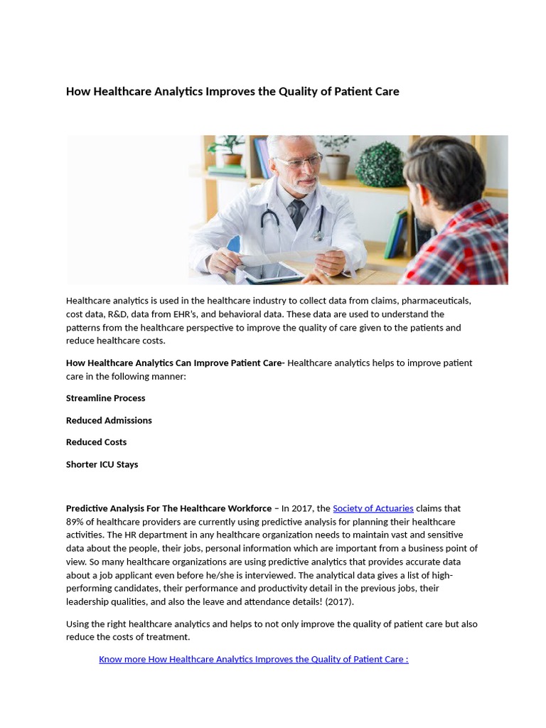 How Healthcare Analytics Improves The Quality of Patient Care | PDF ...