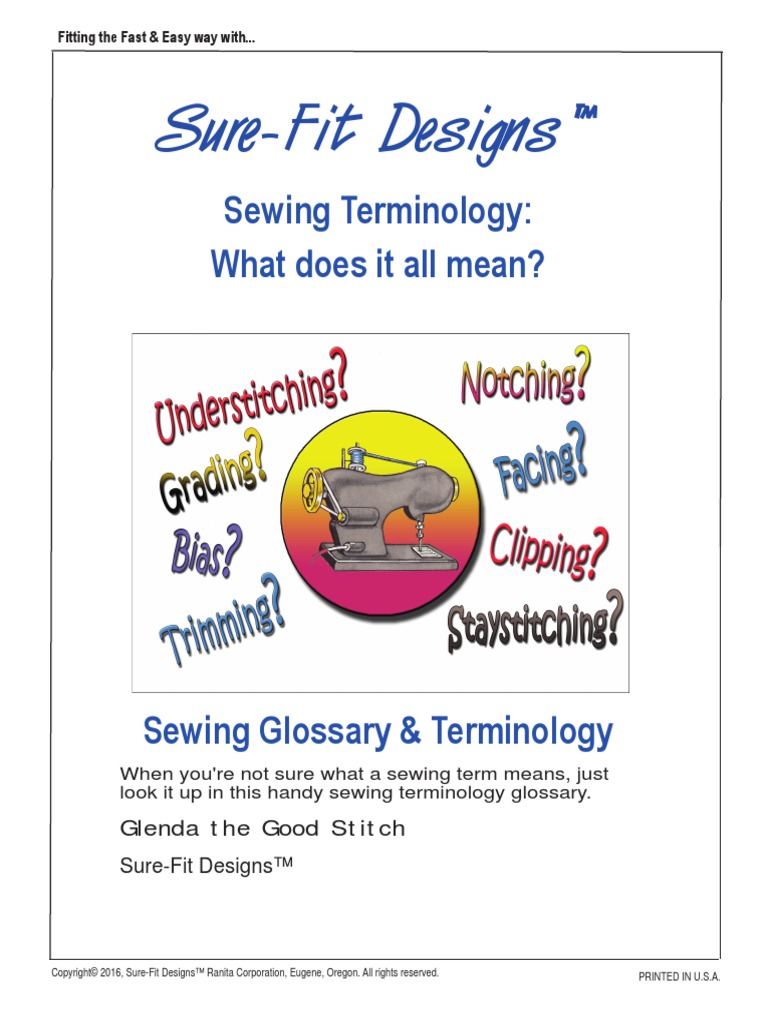 SureFit Designs™ Sewing Terminology What Does It All Mean? PDF