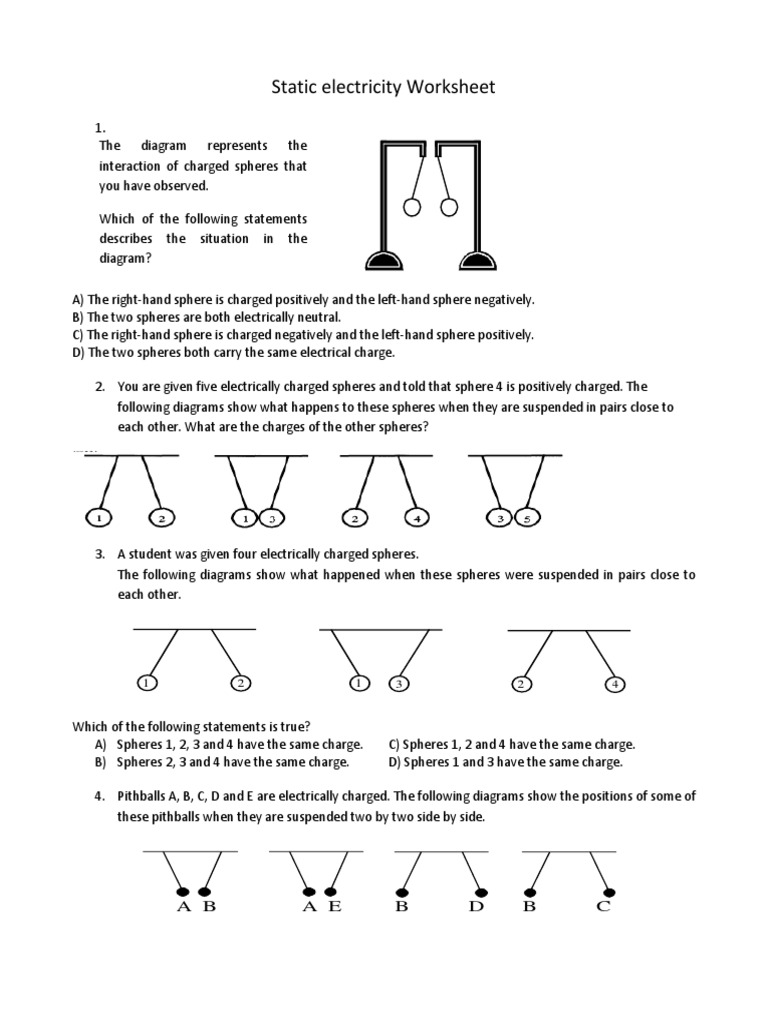 Quiz Static Electricity 2021 PDF Electric Charge Electrostatics