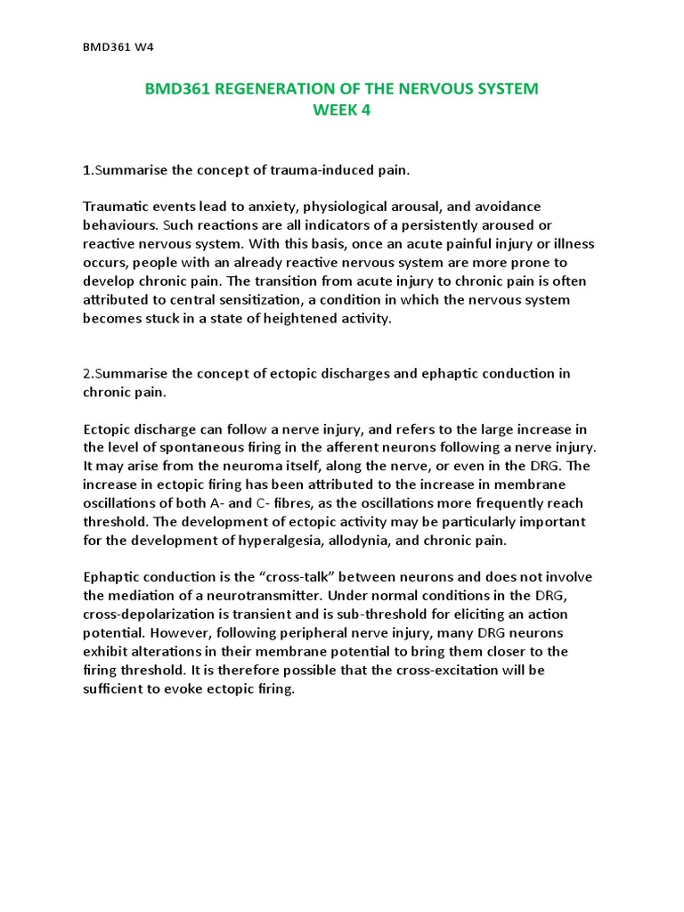 Mechanisms of Chronic Pain Explained | PDF | Neuron | Nerve