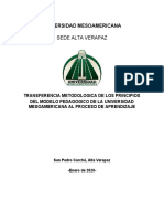 Transferencia Metodologica de Los Principios Del Modelo Pedagogico de La Universidad Mesoamericana