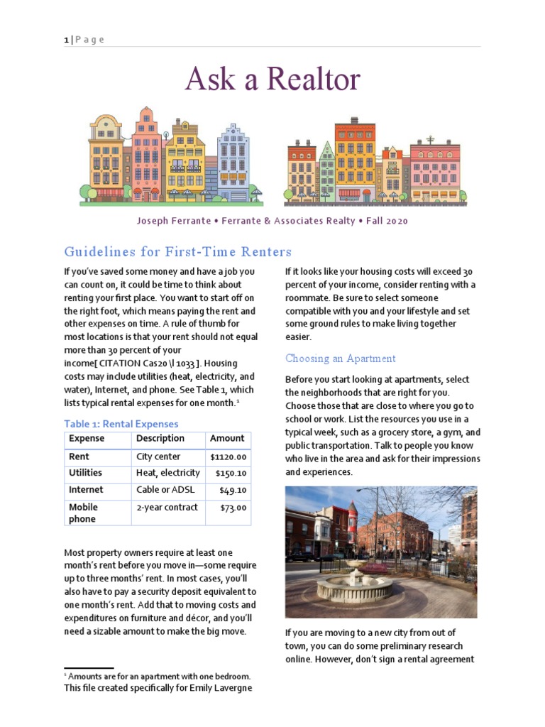 First-Time Renter's Guide 2020 | PDF | Renting | Apartment